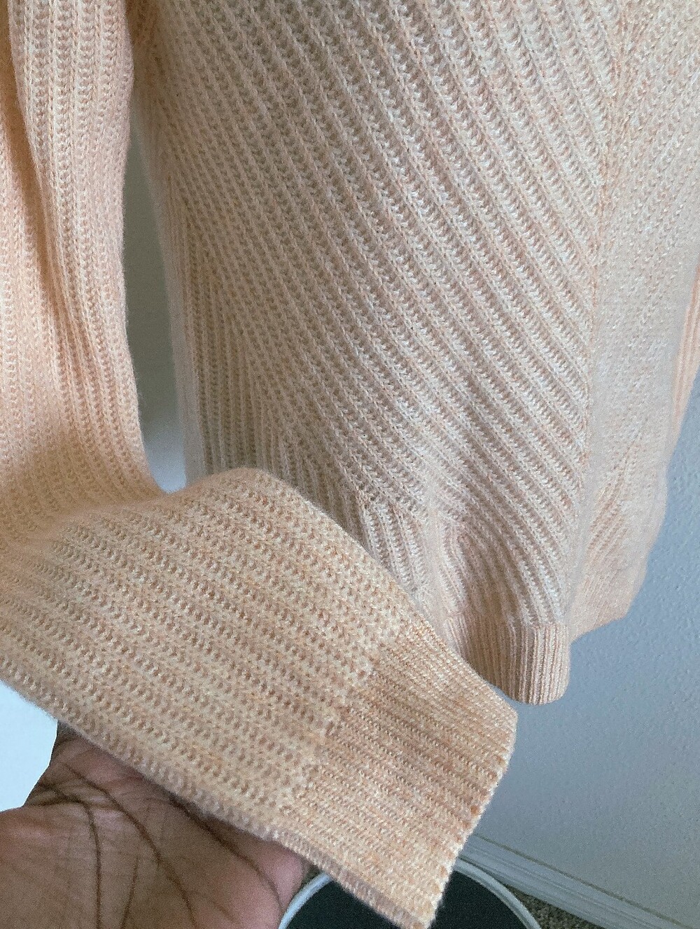 Moth Anthropologie 100% Cashmere V Neck knit Sweater S Pink Ribbed quiet luxury - Picture 8 of 17